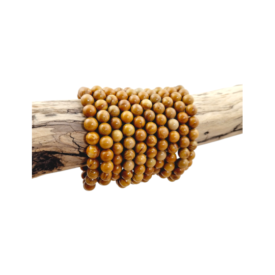 Bracelet jaspe bois perles A