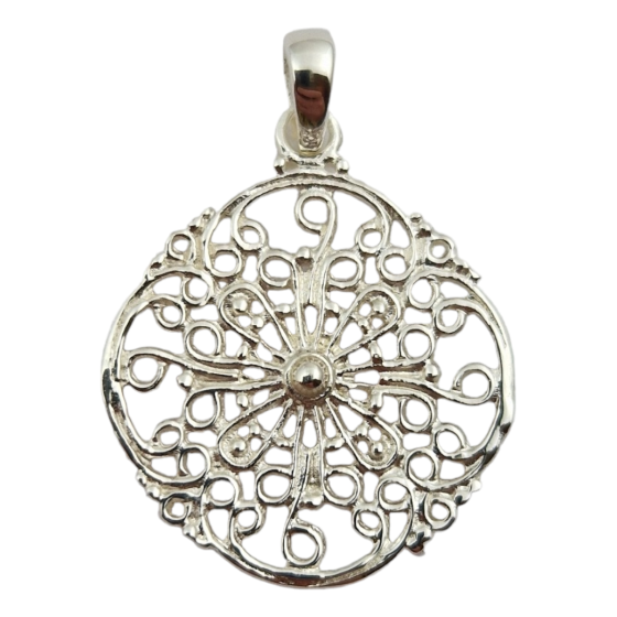 Pendentif soleil sculpté argent 925