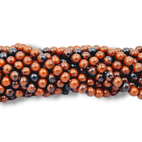 Fil Obsidienne Acajou perles A