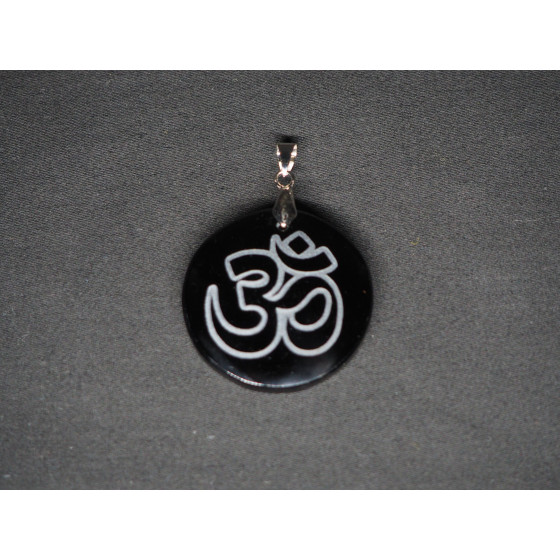 Pendentif Om Obsidienne Noire