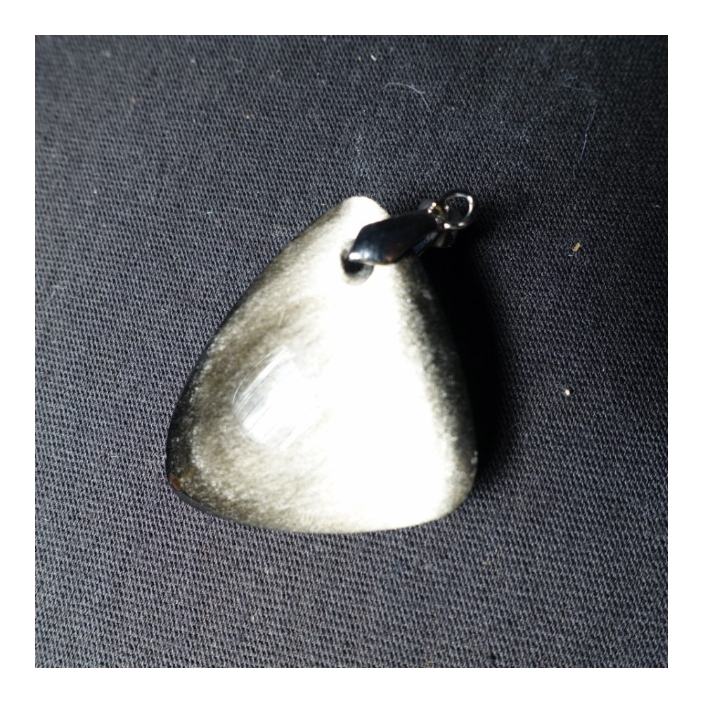 pendentif obsidienne argenté avec bélière - mexico obsidienne