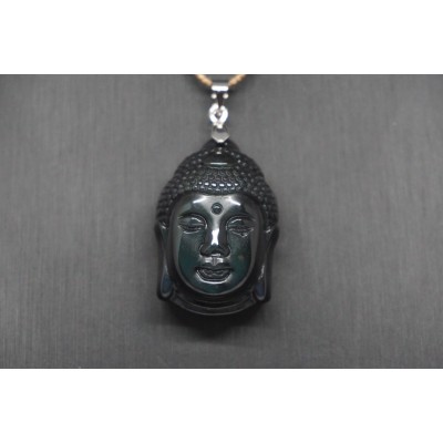 Pendentif Tête Bouddha Obsidienne Oeil céleste