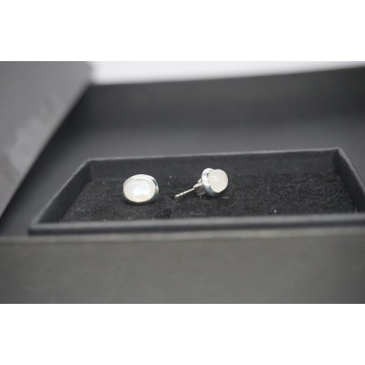 Clou pierre de lune (labradorite blanche) Boucles d'oreilles en argent - mexico Obsidienne