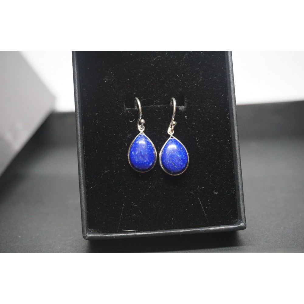 Lapis lazuli Boucles d'oreilles en argent - mexico Obsidienne