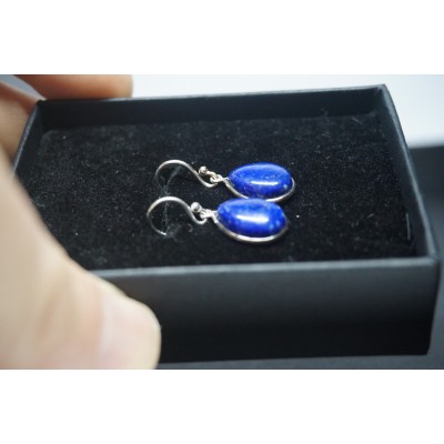 Lapis lazuli Boucles d'oreilles en argent - mexico Obsidienne