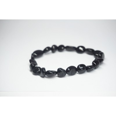 Bracelet Tourmaline Noire petit galet - Mexico obsidienne