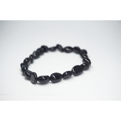 Bracelet Tourmaline Noire petit galet - Mexico obsidienne