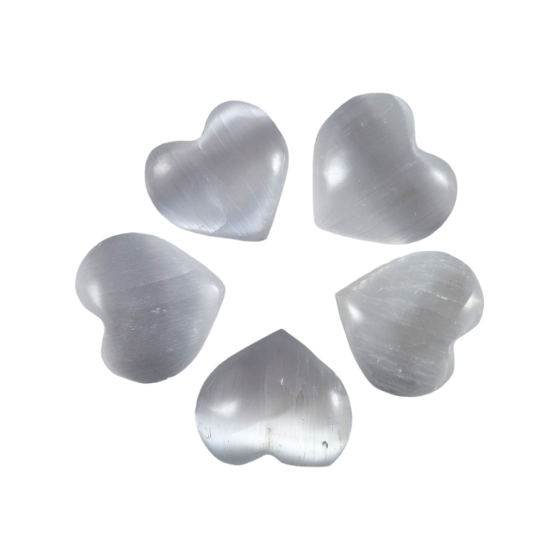 Lot 5 Coeurs 3 cm Sélénite A