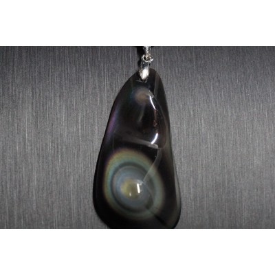 Pendentif oeil céleste bélière - mexico obsidienne,  PO2-O6