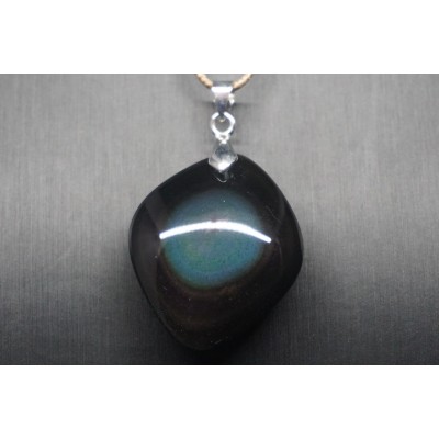 Pendentif oeil céleste bélière - mexico obsidienne, PO2-O19