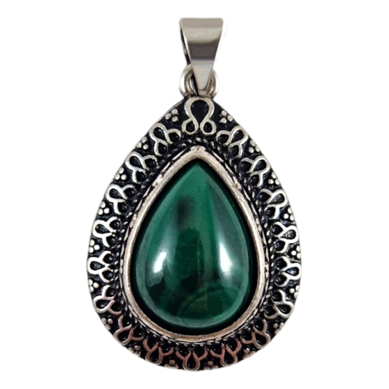 Pendentif malachite serti...