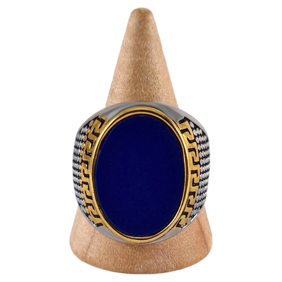 Bague chevalière acier Lapis Lazuli 3 Bague chevalière acier Lapis Lazuli 3