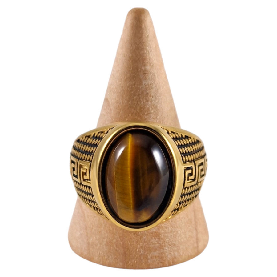 Bague chevalière acier Œil de Tigre 5 Bague chevalière acier Œil de Tigre 5
