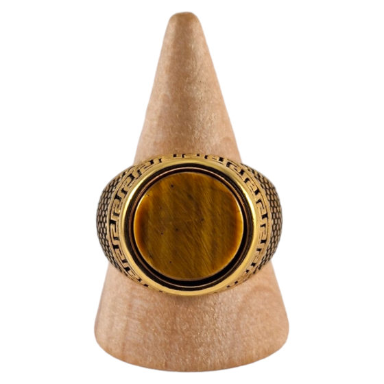 Bague chevalière acier Oeil de Tigre 6
