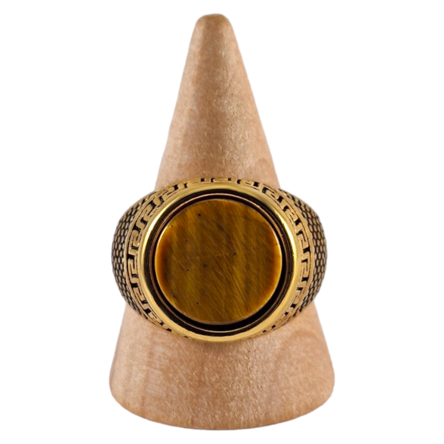 Bague chevalière acier Oeil de Tigre 6 Bague chevalière acier Oeil de Tigre 6