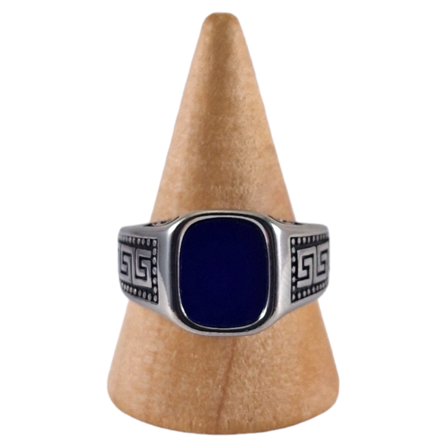 Bague chevalière acier Lapis Lazuli 9 Bague chevalière acier Lapis Lazuli 9