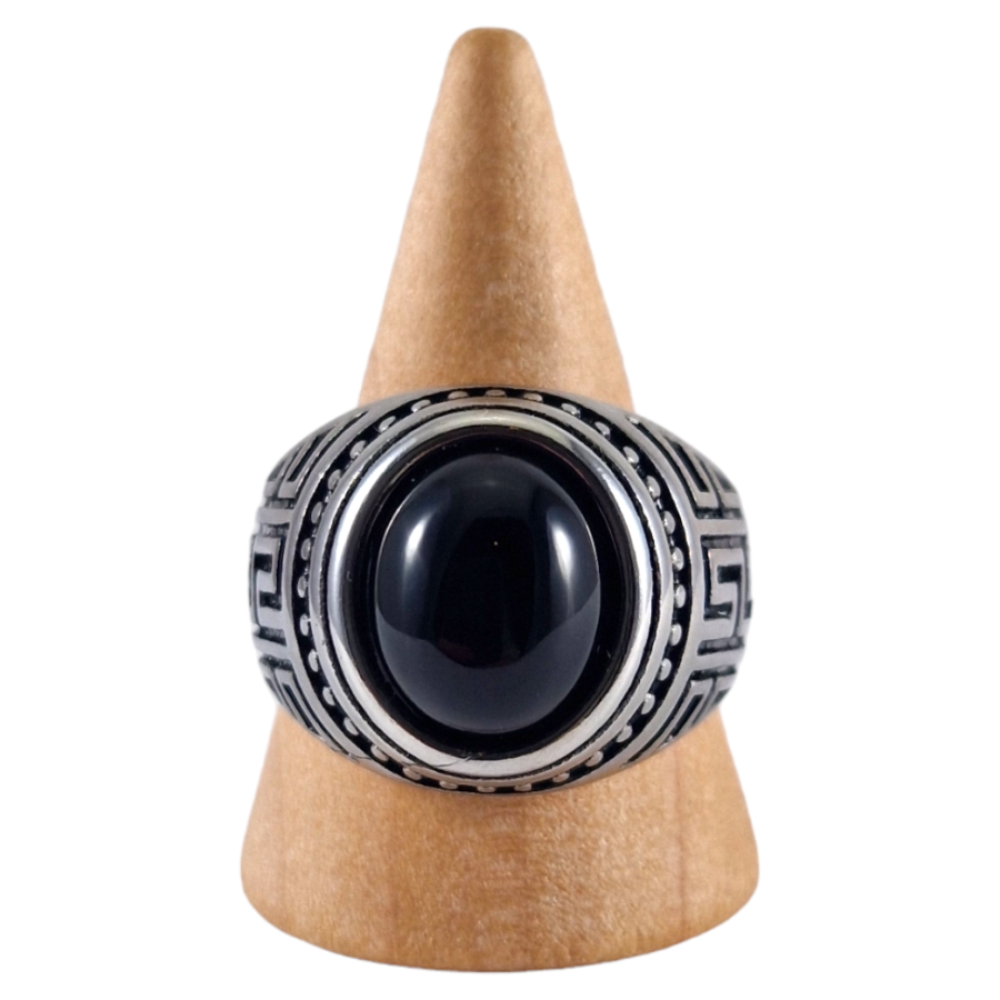 Bague chevalière acier Obsidienne 19 Bague chevalière acier Obsidienne 19