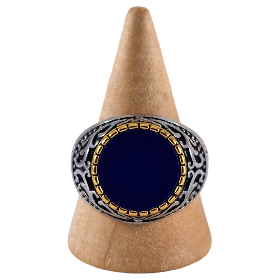 Bague chevalière acier Lapis Lazuli 21 Bague chevalière acier Lapis Lazuli 21