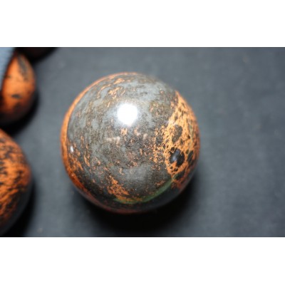11.2 cm Sphère obsidienne acajou