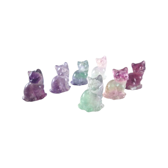 Chat sculpté en Fluorite...
