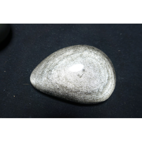 Galet en obsidienne Argenté