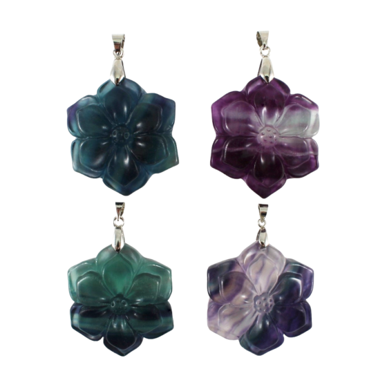 Pendentif fleur fluorite mix