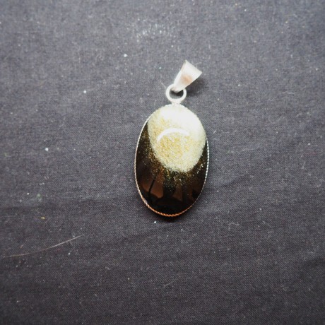 Pendentif Obsidienne Doré - Serti Argent 925 - Mexico Obsidienne