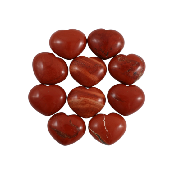 Lot coeur 2.5 cm Jaspe rouge