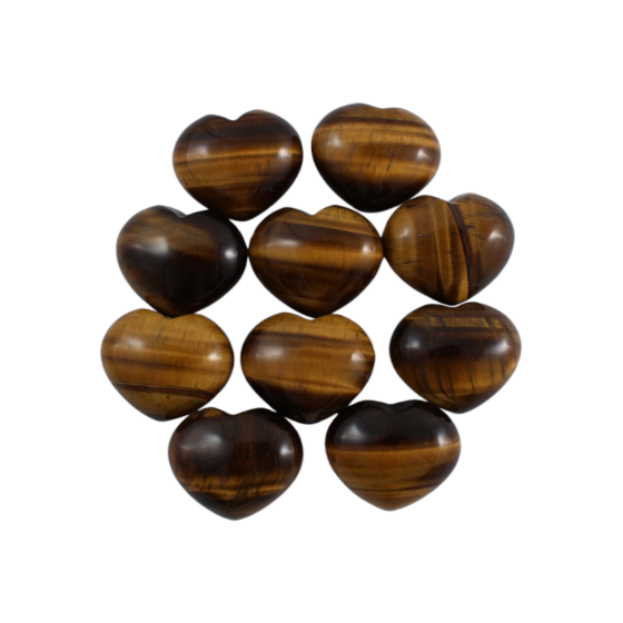 Lot coeur 2.5 cm Oeil de Tigre