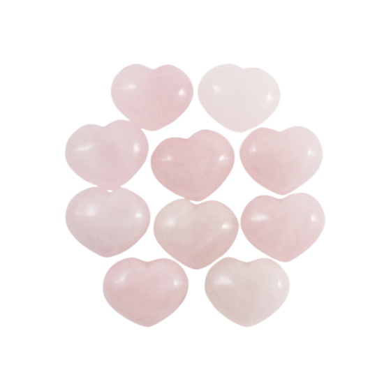 Lot coeur 2.5 cm Quartz Rose