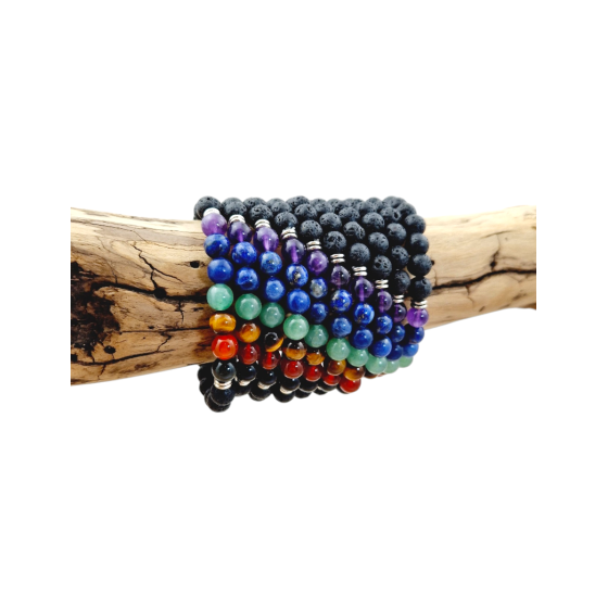 Bracelet 7 chakras et lave...