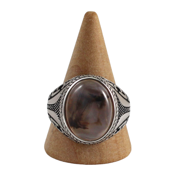 Bague argent homme 2 agate