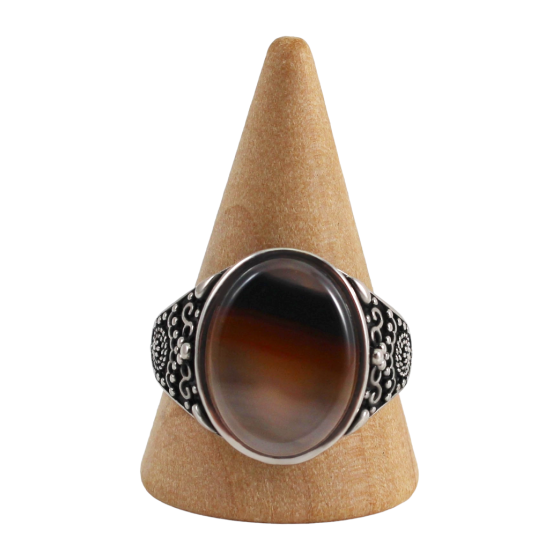 Bague argent homme 3 agate