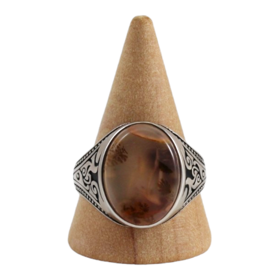 Bague argent homme 18 agate
