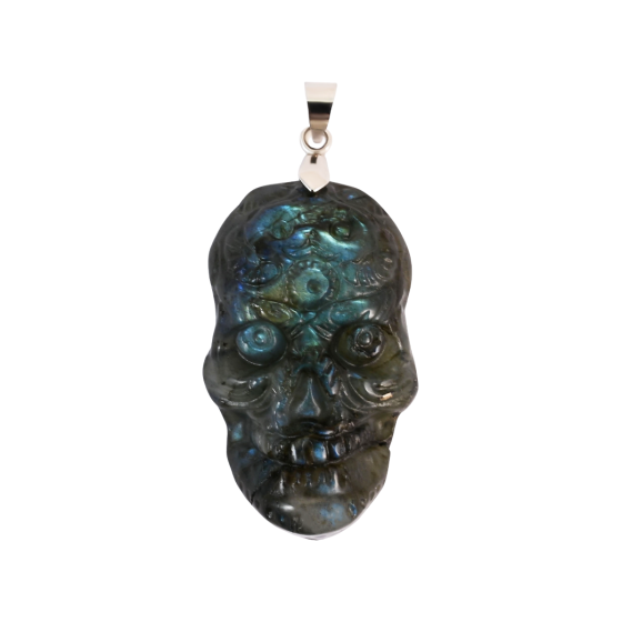 Pendentif tête de mort labradorite AA