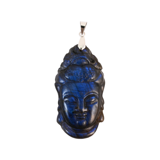 Pendentif tête Siddhârta labradorite AA