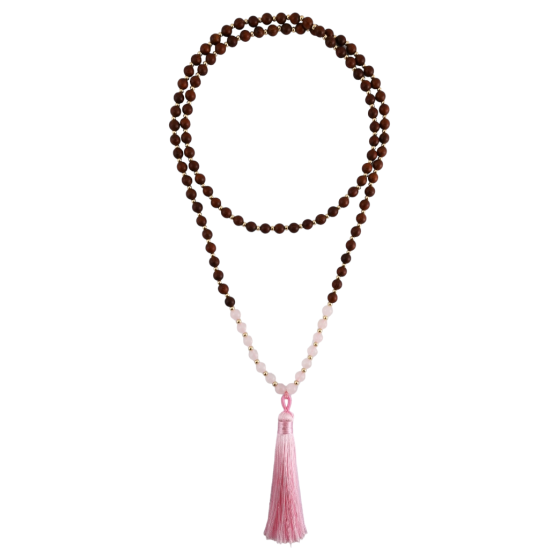Mala Quartz rose + Bois 108...