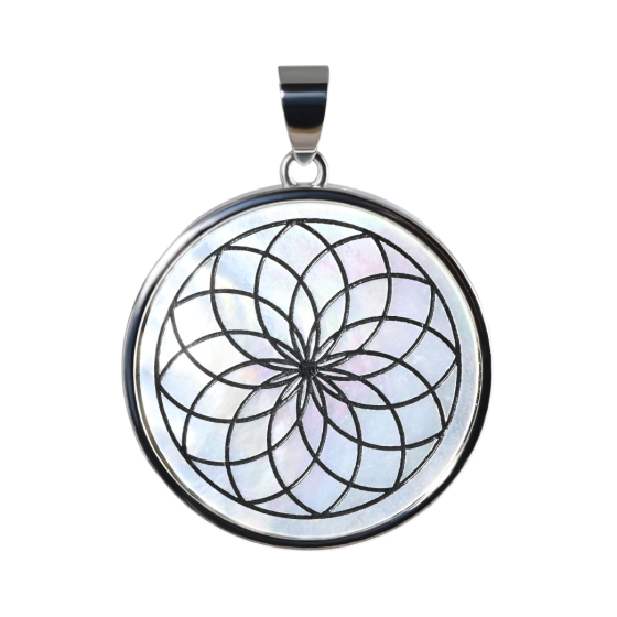 Pendentif nacre rosace