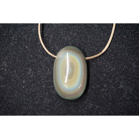 Pendentif percé obsidienne oeil céleste