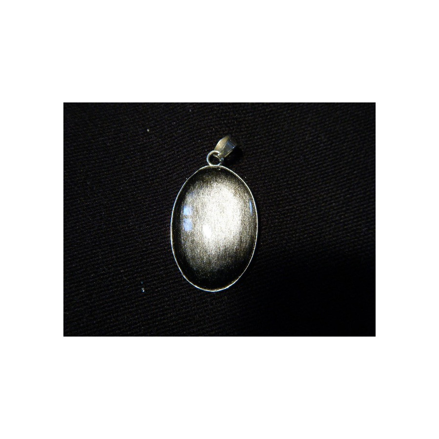 Pendentif cabochon obsidienne argentée Pendentif cabochon obsidienne argentée