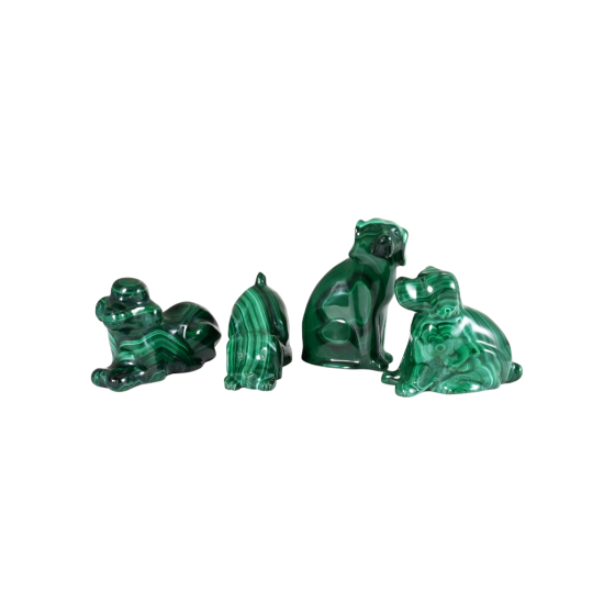 Chien sculpté malachite