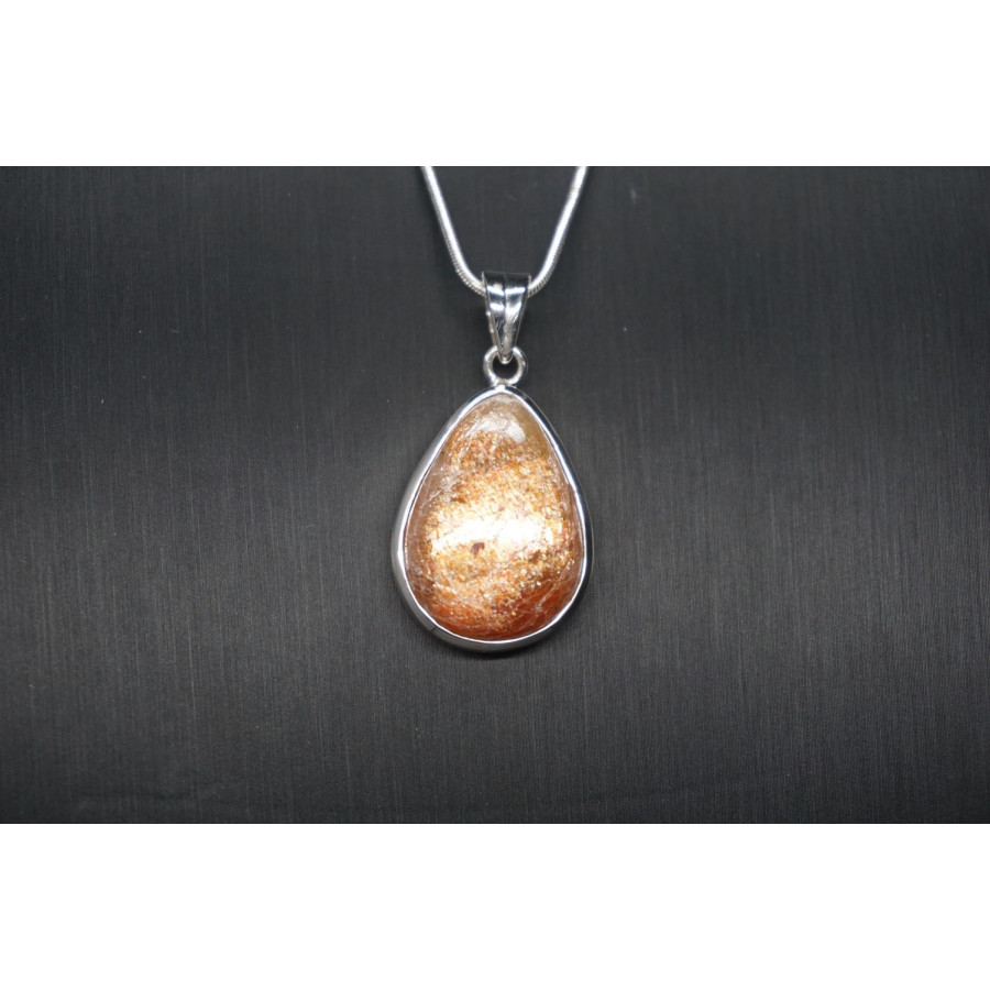 Pendentif Pierre de soleil serti en argent 925 Pendentif Pierre de soleil serti en argent 925