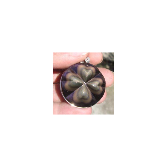 Pendentif trèfle obsidienne...