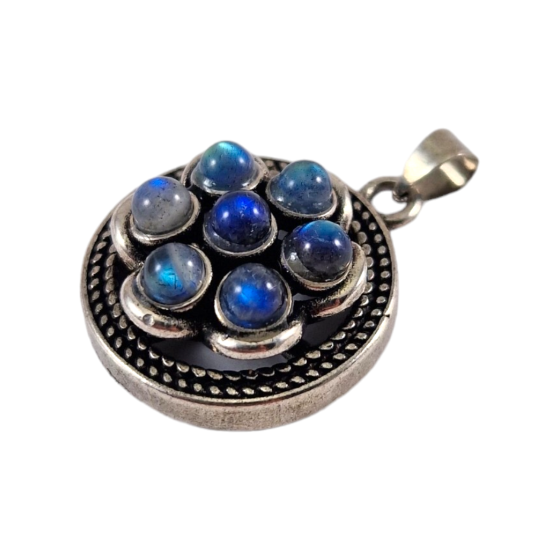 Pendentif roue labradorite