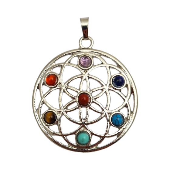 Pendentif rosace 7 chakras