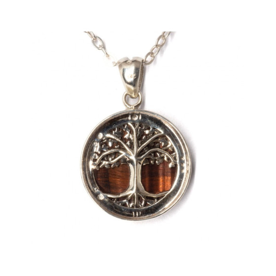 Pendentif arbre de vie argent 925 et pierre au choix