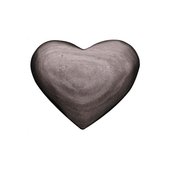 Coeur double obsidienne argentée à poser AB