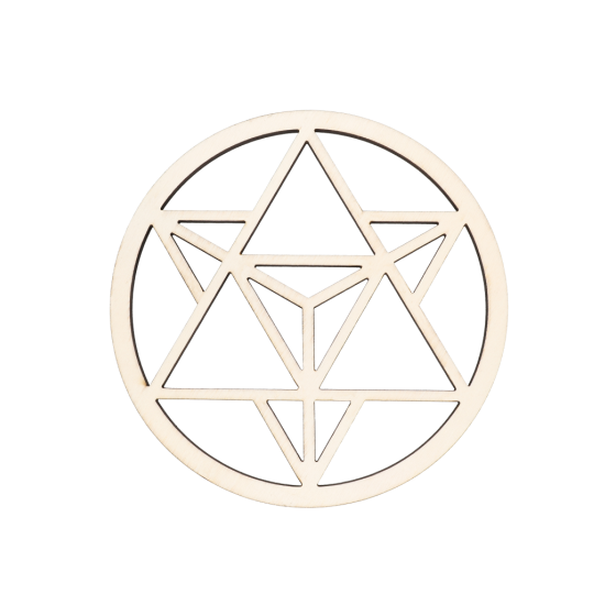 Disque bois sculpté merkaba x5