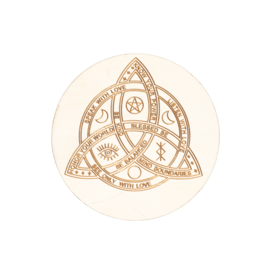 Disque bois gravé triquetra x5
