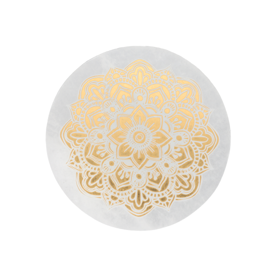 Disque sélénite mandala doré